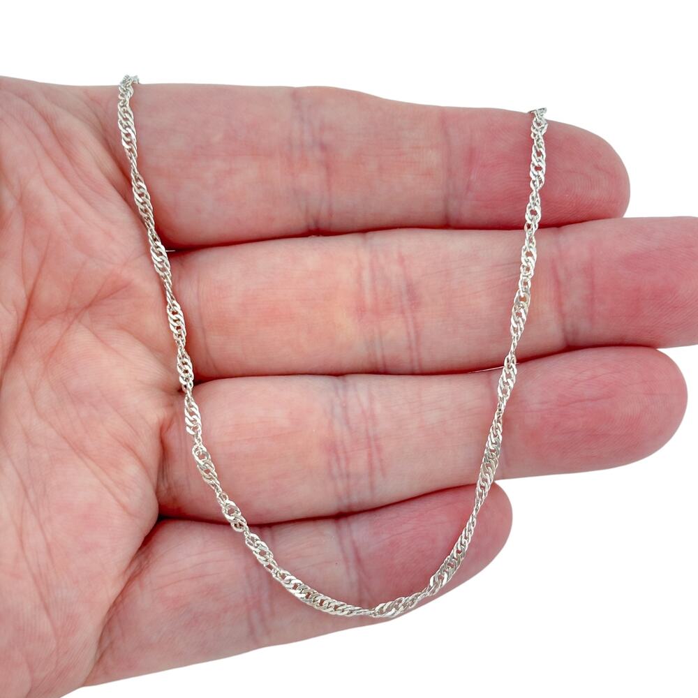 Vintage Sterling Silver 925 Singapore Chain Necklace 21.5"